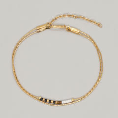 Boho ins colorful miyuki bead two layer dainty bracelet for women