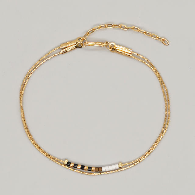 Boho ins colorful miyuki bead two layer dainty bracelet for women