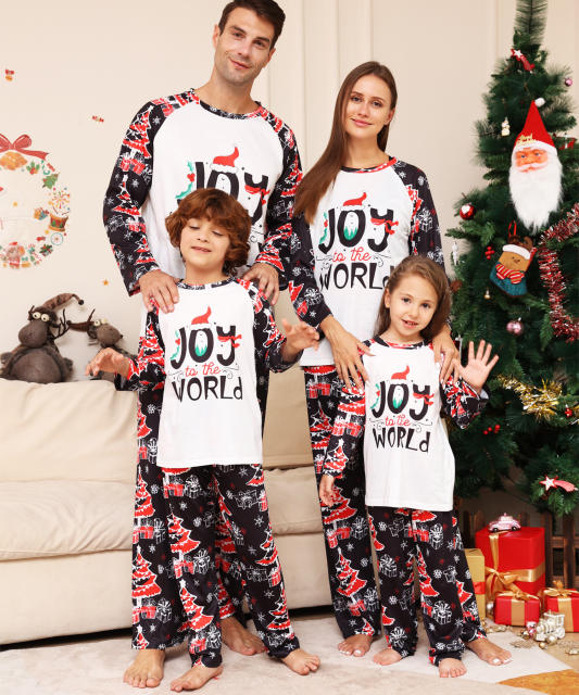 JOY letter star snowflake pattern christmas family pajamas