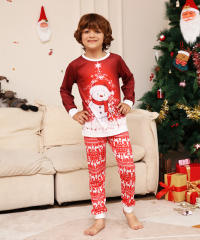 Christmas cute snowman red color pajamas family matching outfits