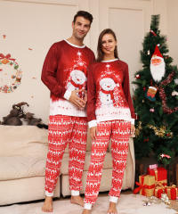 Christmas cute snowman red color pajamas family matching outfits