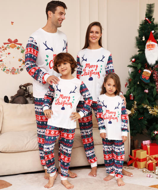2023 Snow elk pattern family pajamas christmas matching outfits
