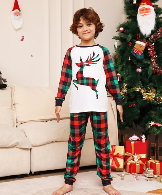 Classic red green plaid pattern christmas pajamas family matching outfits