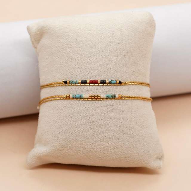 Boho ins colorful miyuki bead two layer dainty bracelet for women