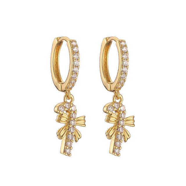 Delicate pave setting colorful rhinestone chrimstas huggie earrings necklace pendant