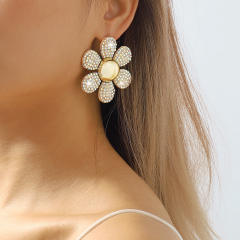 Elegant colorful diamond pave setting sunflower earrings for women