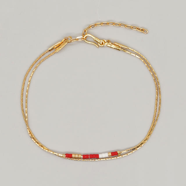 Boho ins colorful miyuki bead two layer dainty bracelet for women