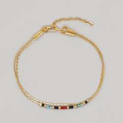 Boho ins colorful miyuki bead two layer dainty bracelet for women