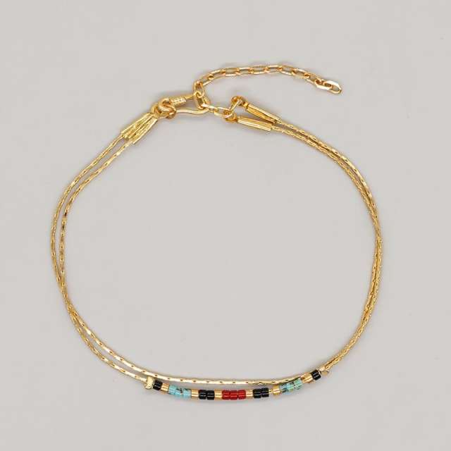 Boho ins colorful miyuki bead two layer dainty bracelet for women