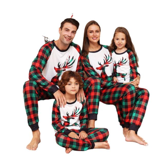 Classic red green plaid pattern christmas pajamas family matching outfits