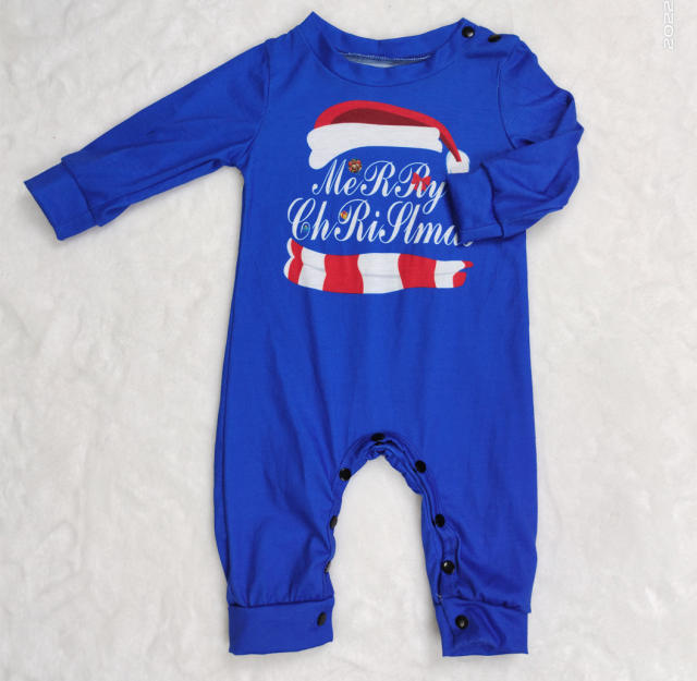 Blue color series christmas pajamas family matching outfits