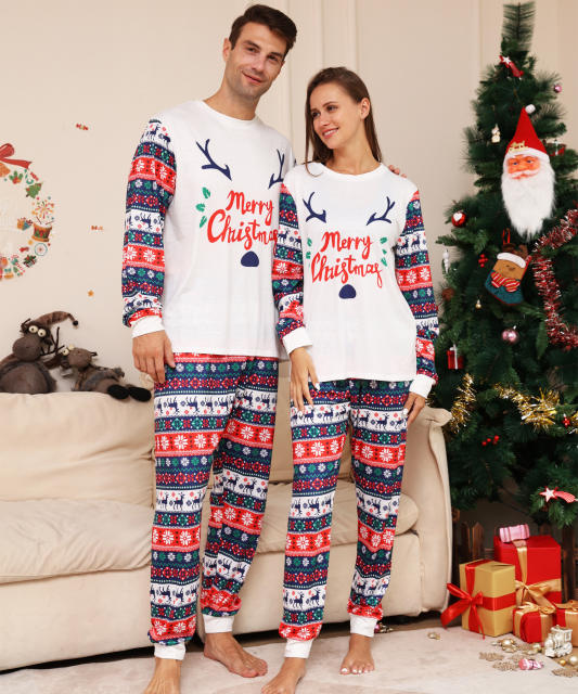 2023 Snow elk pattern family pajamas christmas matching outfits