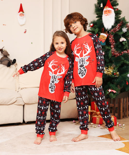 Christmas snowflake elk pattern pajamas family matching outfits