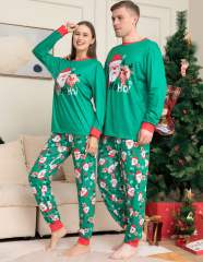 Fresh green color santa claus christmas pajamas family matching outfits