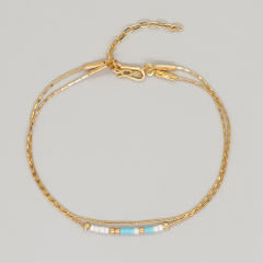 Boho ins colorful miyuki bead two layer dainty bracelet for women