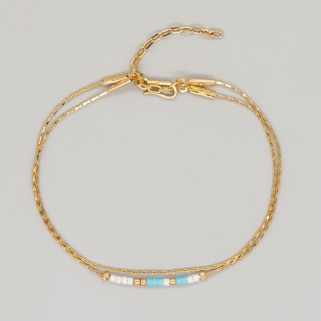 Boho ins colorful miyuki bead two layer dainty bracelet for women