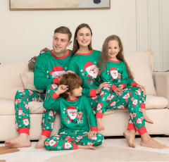 Fresh green color santa claus christmas pajamas family matching outfits