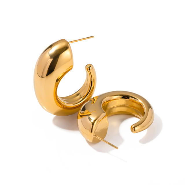 18KG stainless steel chunky open hoop women earrings