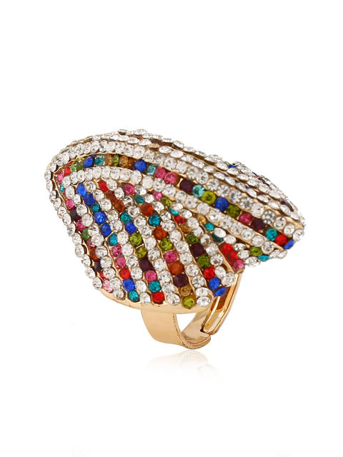 Personality pave setting rhinestone colorful women finger rings