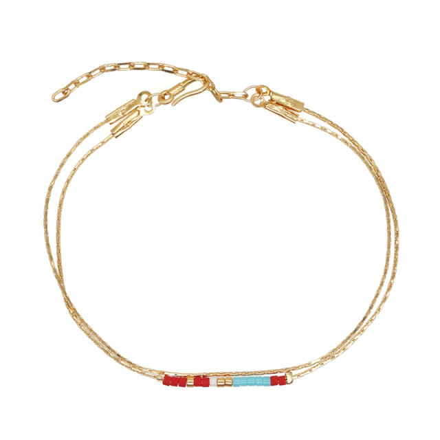 Boho ins colorful miyuki bead two layer dainty bracelet for women