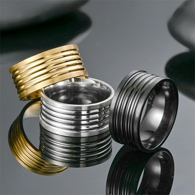 Wide design easy match stainless steel rings band for men