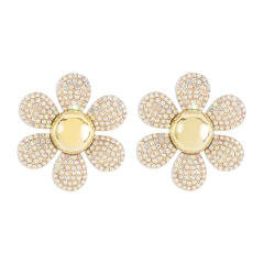 Elegant colorful diamond pave setting sunflower earrings for women