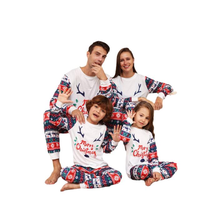 2023 Snow elk pattern family pajamas christmas matching outfits