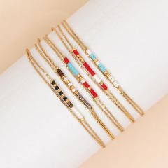 Boho ins colorful miyuki bead two layer dainty bracelet for women