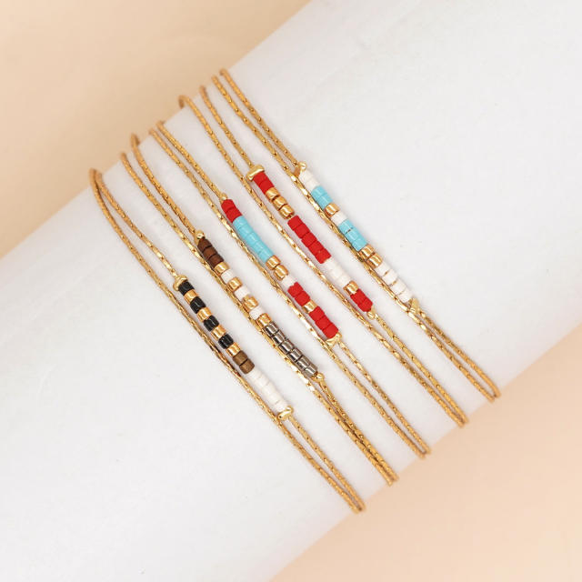 Boho ins colorful miyuki bead two layer dainty bracelet for women