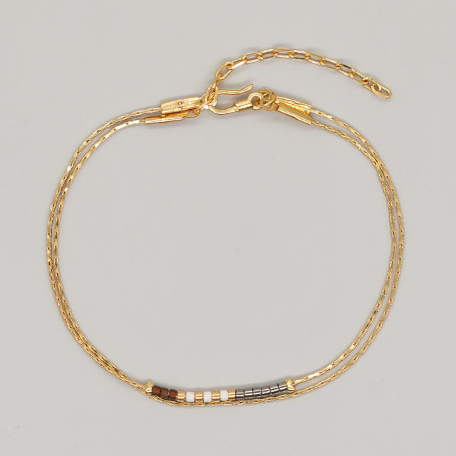 Boho ins colorful miyuki bead two layer dainty bracelet for women
