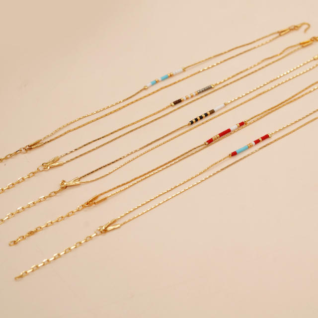 Boho ins colorful miyuki bead two layer dainty bracelet for women