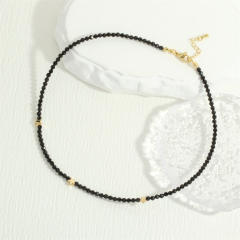 Korean fashion easy match black color bead choker necklace for women lolit