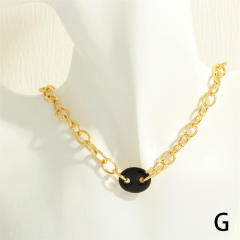 Y2K colorful enamel coffee bean copper chain necklace bracelet set