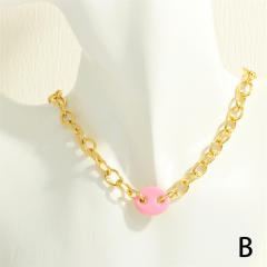 Y2K colorful enamel coffee bean copper chain necklace bracelet set
