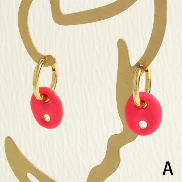 Y2K colorful enamel coffee bean copper chain necklace bracelet set