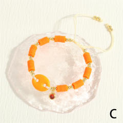 Y2K colorful enamel coffee bean copper chain necklace bracelet set