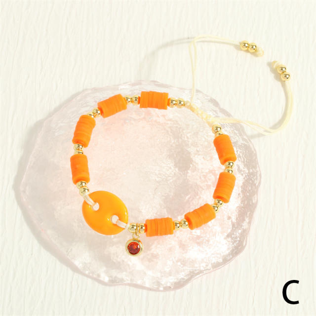 Y2K colorful enamel coffee bean copper chain necklace bracelet set