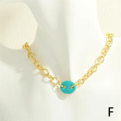 Y2K colorful enamel coffee bean copper chain necklace bracelet set