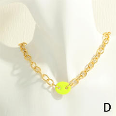 Y2K colorful enamel coffee bean copper chain necklace bracelet set
