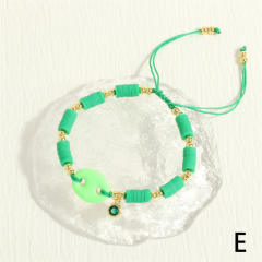 Y2K colorful enamel coffee bean copper chain necklace bracelet set