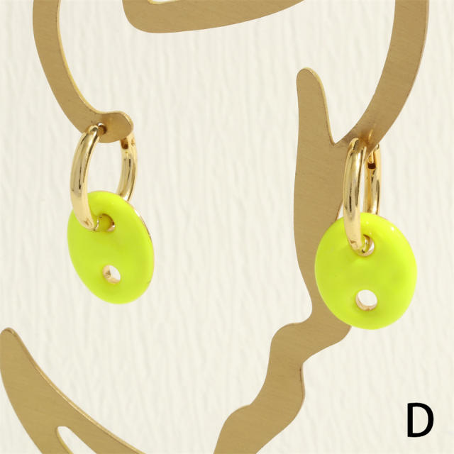 Y2K colorful enamel coffee bean copper chain necklace bracelet set