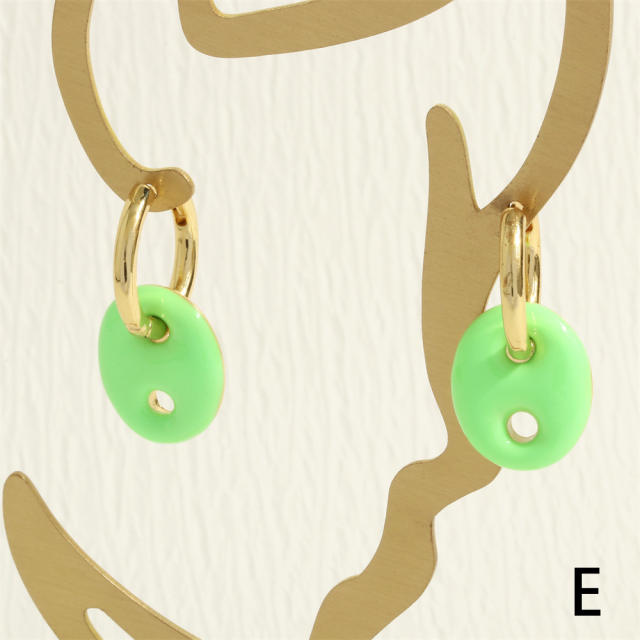 Y2K colorful enamel coffee bean copper chain necklace bracelet set