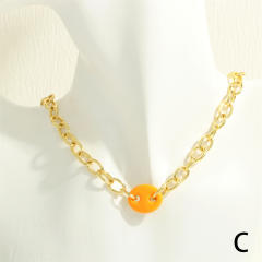 Y2K colorful enamel coffee bean copper chain necklace bracelet set