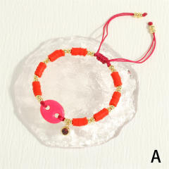 Y2K colorful enamel coffee bean copper chain necklace bracelet set