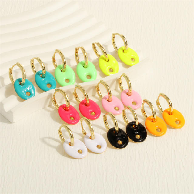 Y2K colorful enamel coffee bean copper chain necklace bracelet set