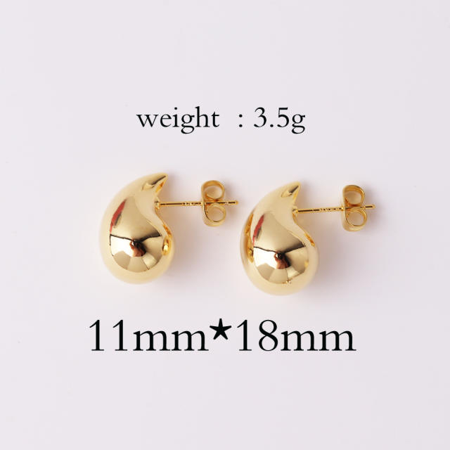 Different size mirror design chunky water drop studs earrings for women