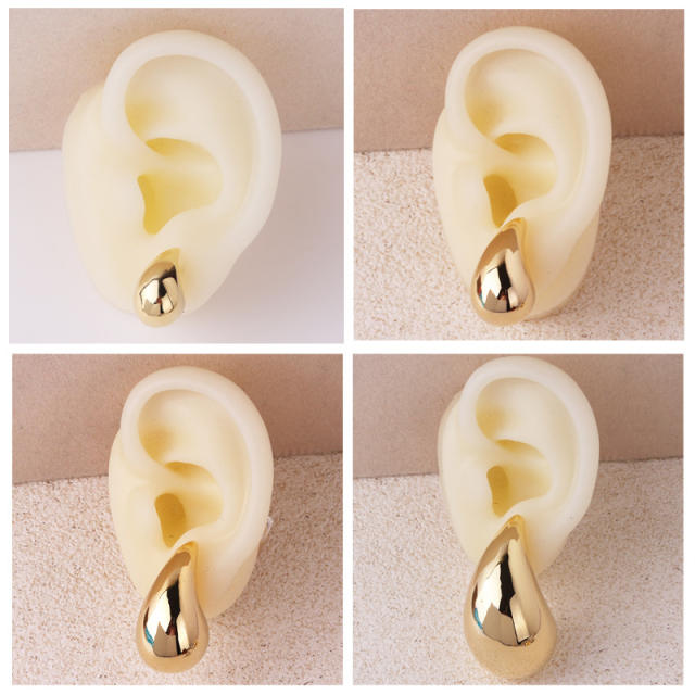 Different size mirror design chunky water drop studs earrings for women
