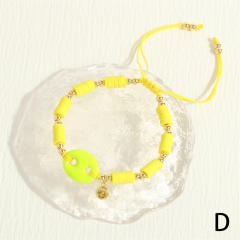 Y2K colorful enamel coffee bean copper chain necklace bracelet set