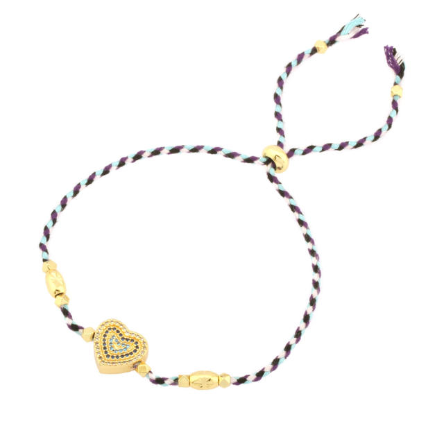 INS handmade diamond heart colorful string slide bracelet friendship bracelet