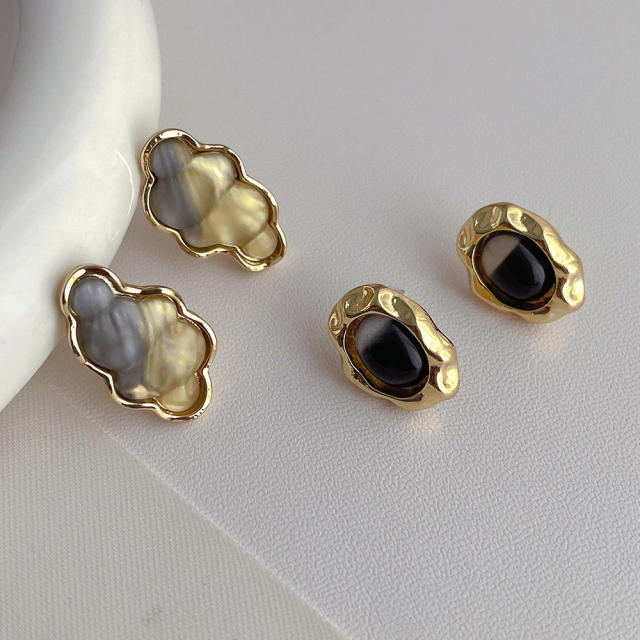 925 needle personality gold plated copper studs earrings